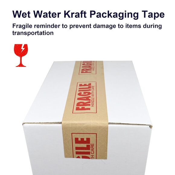 Fragile Printed Reinforced Kraft Tape 3″ x 450 ft – Water‑Activated Gummed Tape - Picture 5 of 7